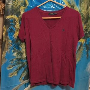Women's Maroon Polo by RL V-Neck